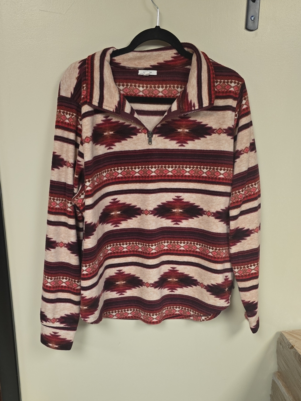 Maurices Aztec Half-Zip Pullover in Cream and Burgundy
